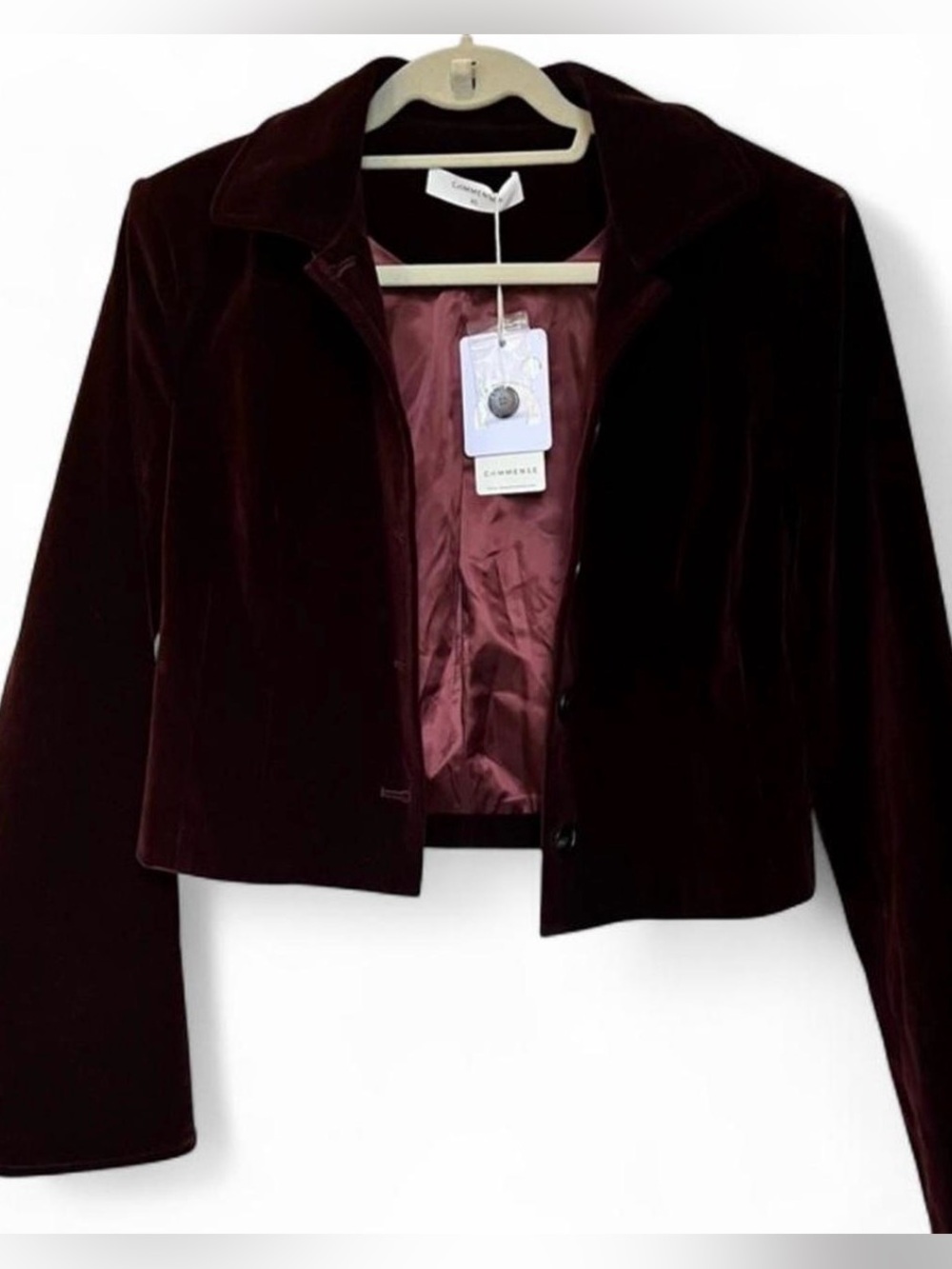 Commense Women's Velvet Blazer in Deep Wine